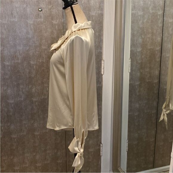 Robert Rodriguez Cream Ruffled Bib Collar Blouse, US4 - Picture 5 of 9